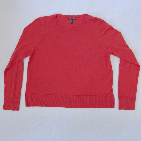 Eileen Fisher Sweaters - Eileen Fisher Sweater Red Orange Merino Wool Medium Crew Neck Minimalist Classic
